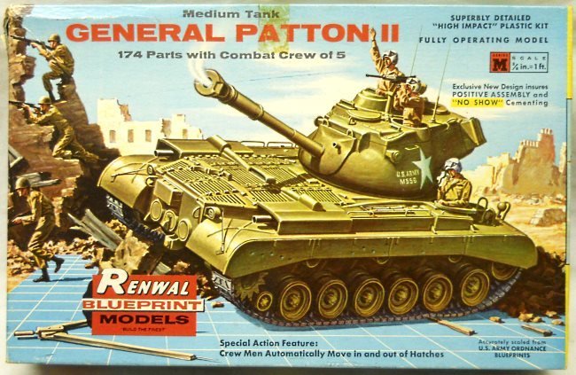 Renwal 1/32 General Patton II Medium Tank, M556-198 plastic model kit